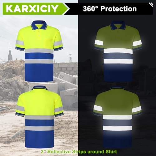 Hi Vis Safety Shirts with Reflective Strips Polo Shirts for Men