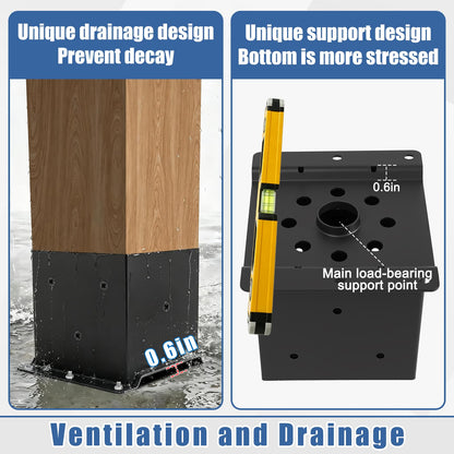 2 Pcs 6"x 6" Post Base Fit (Black / 6"x 6")