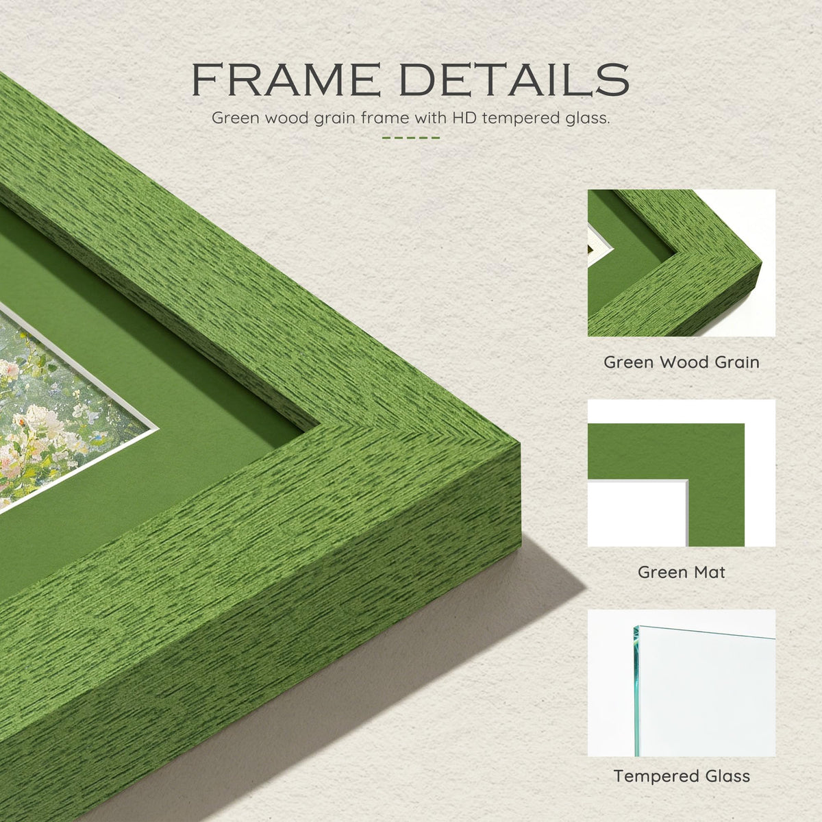12x16 Green Wood Grain Frame (Green Frame Green Mat / 12x16)