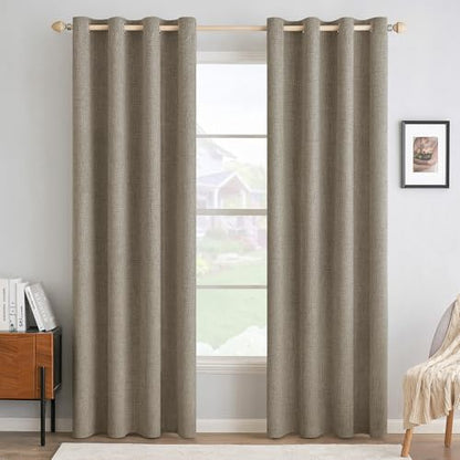 100% Blackout Linen Curtains for Bedroom 52x72 Inches Faux Linen (Faux Linen / 52"W x 72"L (Pack of 2))