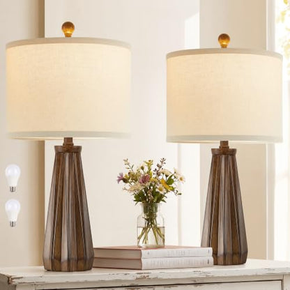 Rustic Bedside Table Lamps Set of 2