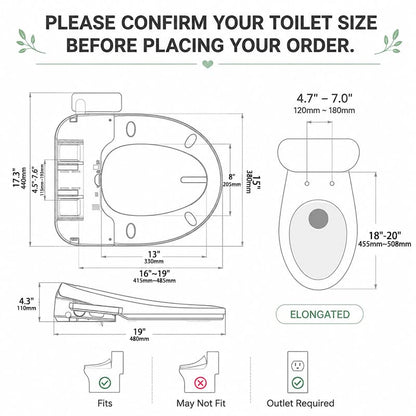 Electric Bidet Toilet Seat Elongated with Warm Water Wash