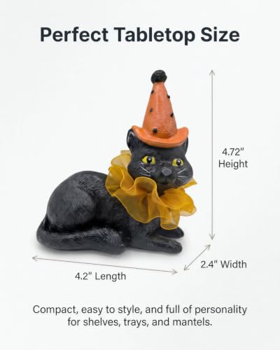 Halloween Decoration Indoor Resin Cat Witch Figurine (Black Cat)