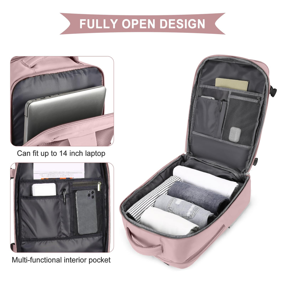 Travel Backpack For Women Men (Pink Purple / 25 liters)