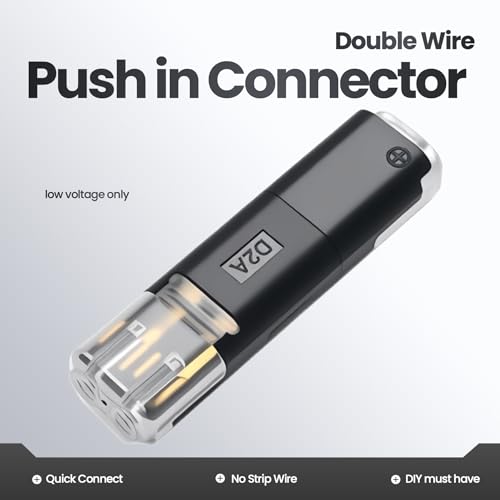 40 PCS Quick Wire Connectors Double Wire Plug in Connector with Locking Buckle No Stripping Easy Connect for Low Voltage DIY Project LED Strips Lights
