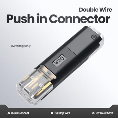 40 PCS Quick Wire Connectors Double Wire Plug in Connector with Locking Buckle No Stripping Easy Connect for Low Voltage DIY Project LED Strips Lights