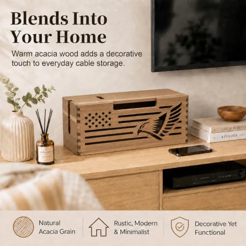 Acacia Wood Cable Management Box