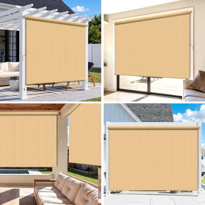 Outdoor Roller Shades for Patio (Sesame / 60"W x 72"H)