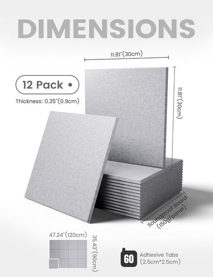 Felt Bulletin Board & Cork Board Alternative 36'' x 24'' (Soft Gray-1 / Solid tile 12-pack)