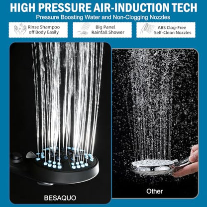 9 Settings Filtered Shower head with Handheld with Power Wash