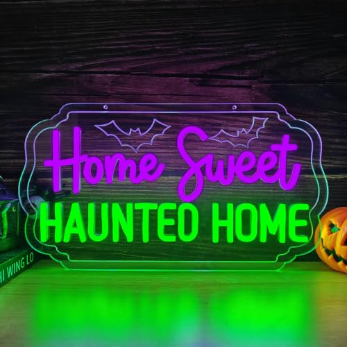 Home Sweet Haunted Home Halloween Neon Sign Haunted House Neon Led Sign (Home Sweet Haunted Home)