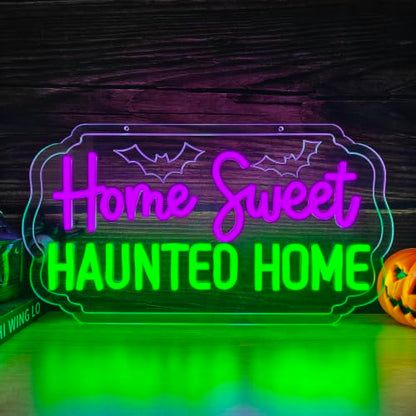 Home Sweet Haunted Home Halloween Neon Sign Haunted House Neon Led Sign (Home Sweet Haunted Home)