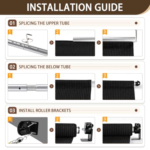 Outdoor Roller Shades for Patio (Black / 48"W x 96"H)