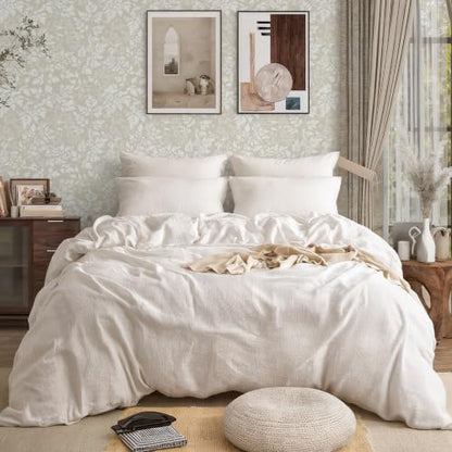 Sage Green Leaf Peel and Stick Wallpaper Beige Wildflower