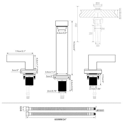 Bathroom Sink Faucets 3 Hole Vanity Faucet with Drain
