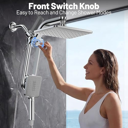 Dual Filtered Rainfall Handheld Showerhead Spray Combo for Bathroom (Chrome)