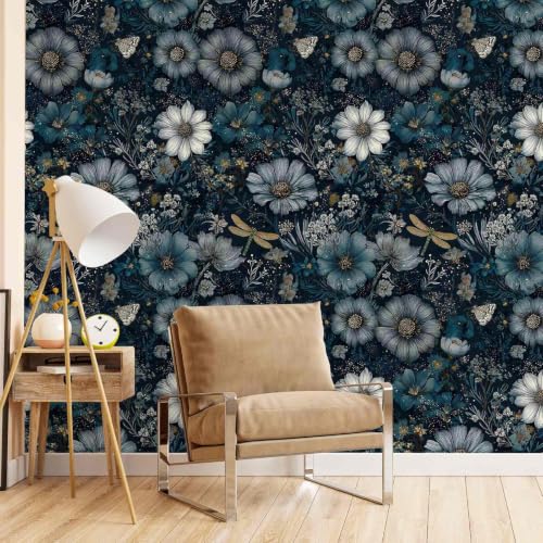 Dark Floral Peel and Stick Wallpaper