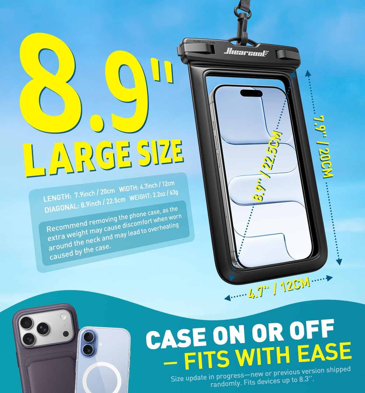 Waterproof Phone Pouch (2-Pack Black & Sky Blue)