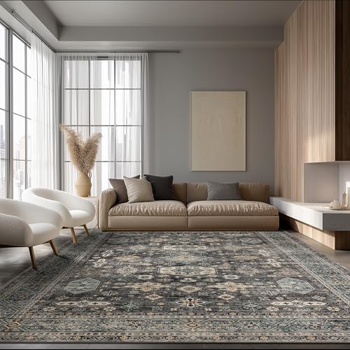 Washable Area Rug 8×10 for Living Room (Silver / 8' x 10' (Rectangular))