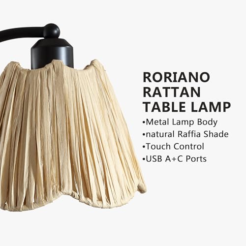 Set of 2 Vintage Table Lamps with USB A+C Ports