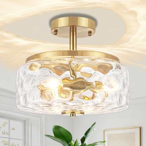 11.81" Modern Close to Ceiling Light Fixtures Industrial Glass Ceiling Lamp