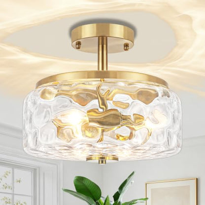 11.81" Modern Close to Ceiling Light Fixtures Industrial Glass Ceiling Lamp