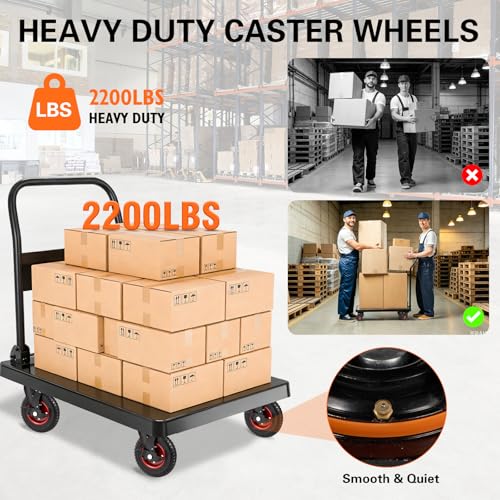 8 Inch Caster Wheels 4pcs Heavy Duty Swivel with Brake Rubber Solid Wheels (8 Inch Wheel)