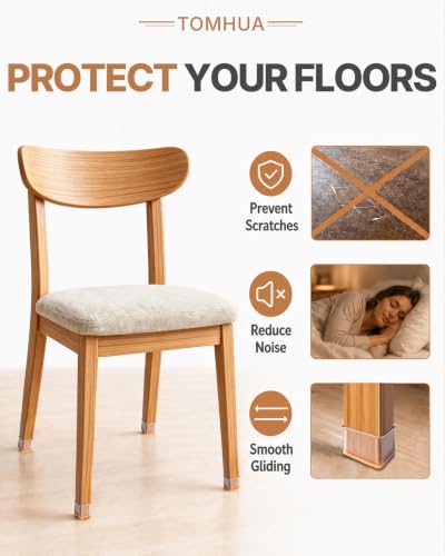 28Pcs Chair Leg Floor Protectors Rectangle for Hardwood Floors Silicone Caps Covers Felt Furniture Pads Clear Chair Sliders