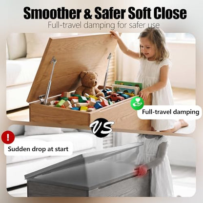 2 Pack Slow Close Hinges for Toy Box 15 inch