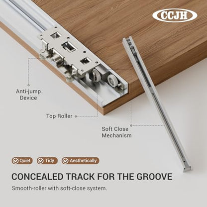 Concealed Sliding Barn Door Hardware with Soft Close Mechanism