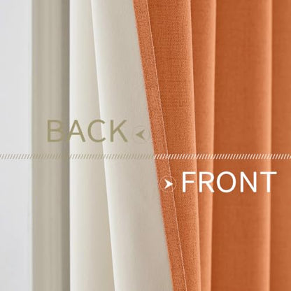 100% Blackout Linen Curtains for Bedroom 52x84 Inches Orange (Orange / 52"W x 84"L (Pack of 2))