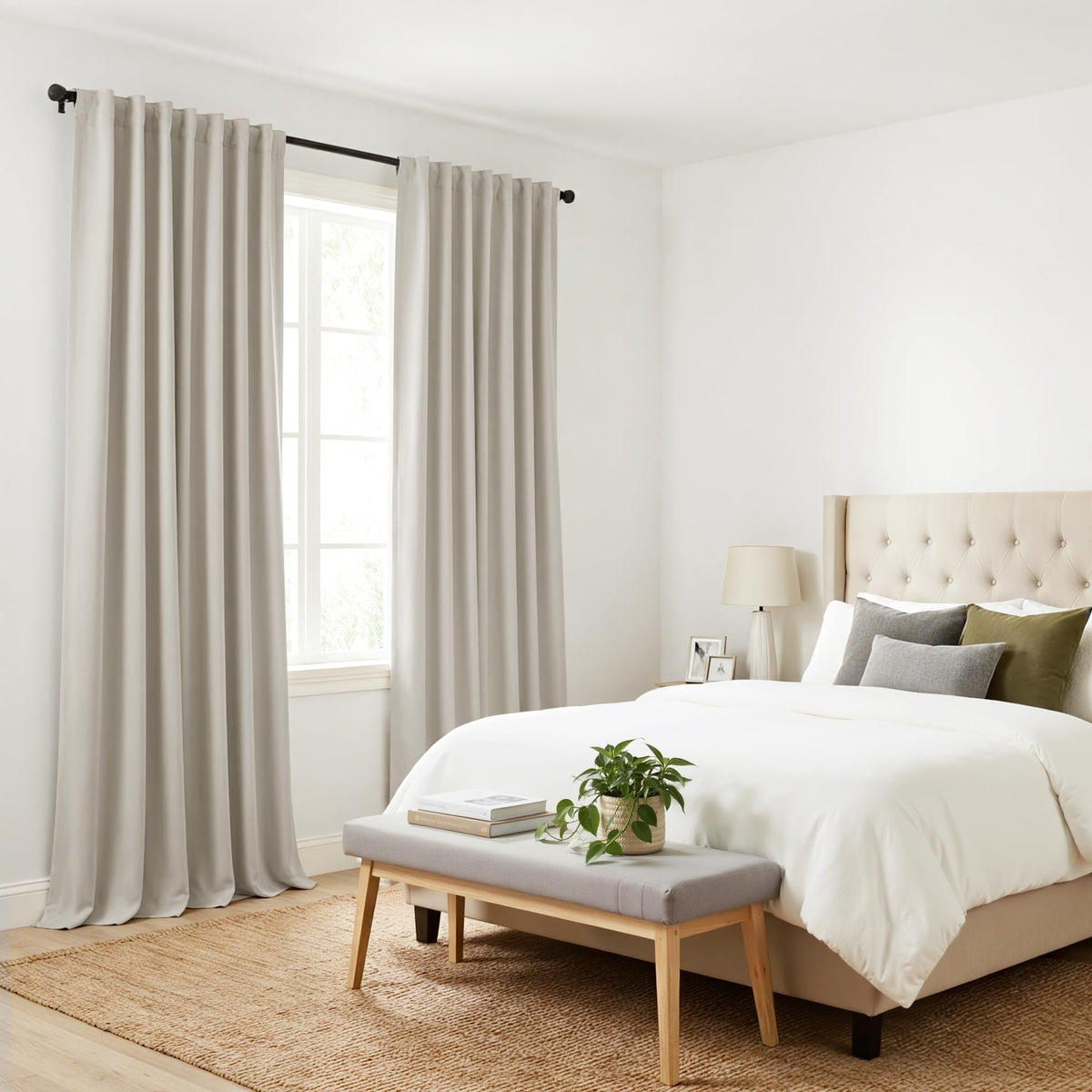 Blackout Curtains 96 inch Length 2 Panels Set (Cream / 52"W x 96"L (Pack of 2))