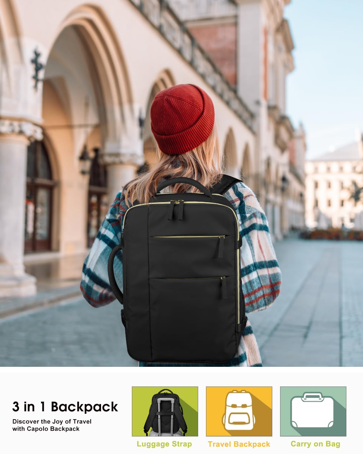 Travel Backpack for Women Men Waterproof Laptop Backpack Airlines Approved Carry On Backpack Bag Computer Bookbag for Business (Black / 17.3 Inch)