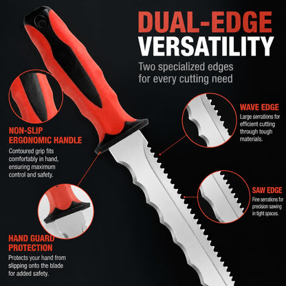 Double Side Serrated Insulation Knife (Red / 8 IN)