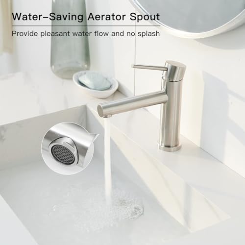 Waterfall Bathroom Faucet Single Handle Lavatory with Pop Up Drain