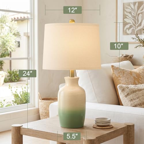 Farmhouse Ceramic Table Lamp for Living Room with Natural Textured Finish