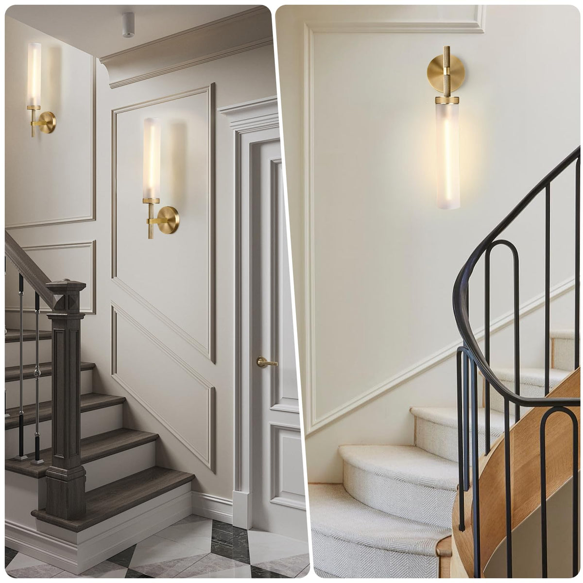 20" Knurled Brass Bathroom Wall Sconces (20-IN-Brass-1PC)