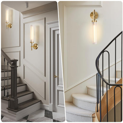 20" Knurled Brass Bathroom Wall Sconces (20-IN-Brass-1PC)