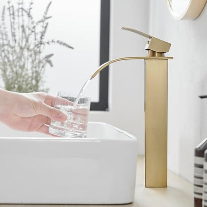 Tall Bathroom Faucet Vessel Sink Faucet with Drain