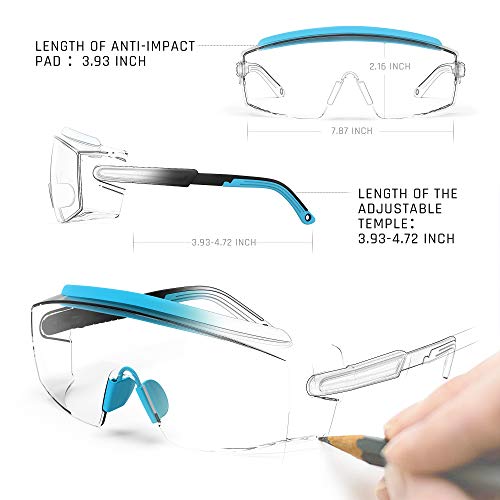 Anti fog Safety Glasses Over Glasses (Liblue)
