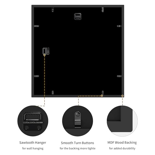 5x7 and 5x5 Collage Picture Frame (Rustic Black / 15.6x15.6in (1Pack))