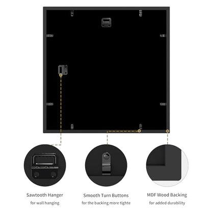 5x7 and 5x5 Collage Picture Frame (Rustic Black / 15.6x15.6in (1Pack))