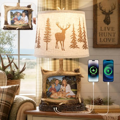 26" Rustic Antler Table Lamp