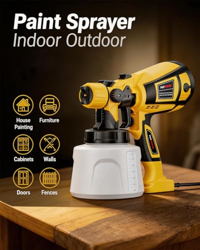 1000W HVLP Electric Paint Sprayer Gun for House Painting (Yellow)