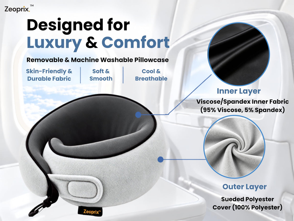 Travel Neck Pillow for Airplane (Light Grey)