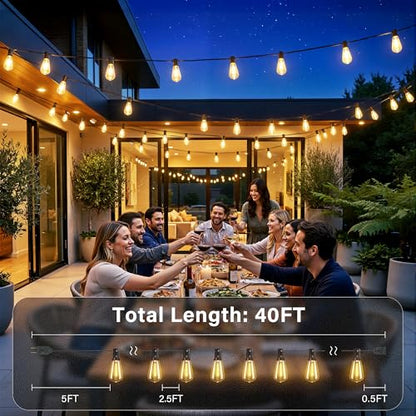 Outdoor String Patio Lights ST38 Edison LED Bulbs