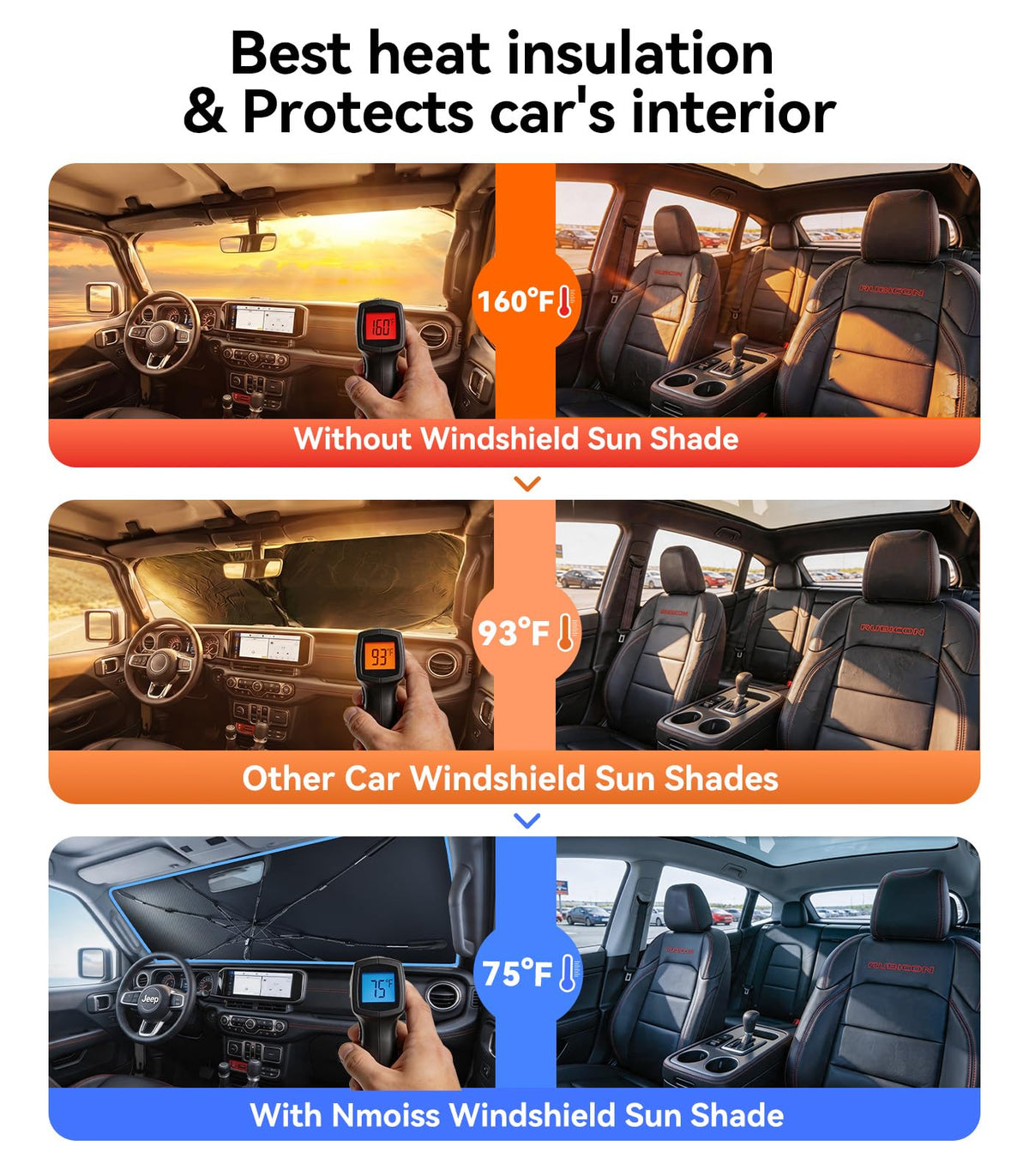 Windshield Sun Shade Umbrella for All Jeep Wrangler & Gladiator
