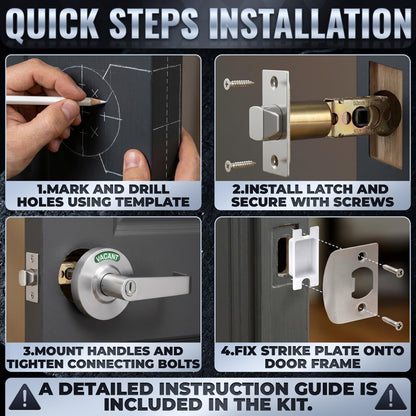 Vacant Occupied Bathroom Lock (Silver Light)