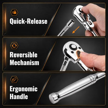 Flex Head Ratchet Wrench with Extension Bar