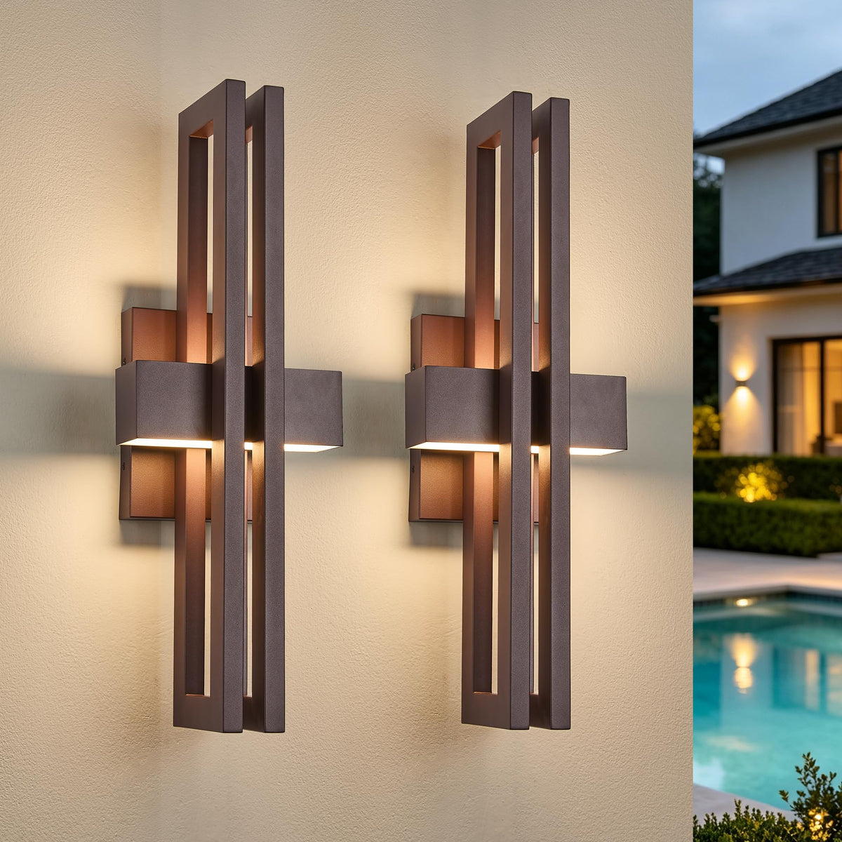 23" Large Modern Minimalist Outdoor Wall Lights 2 (2Pack Large 23"H Textured Bronze)
